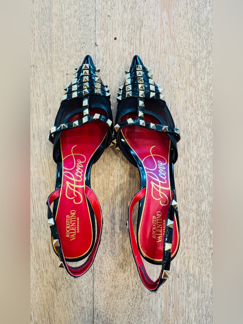 Valentino Alcove Rockstud Black Leather Sandals 41 ( 9 US)